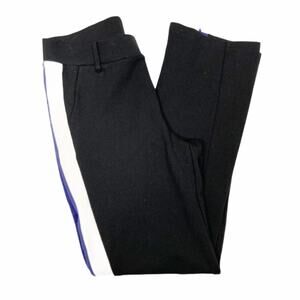 HUE Black Leggings White Blue Stripe Sz M